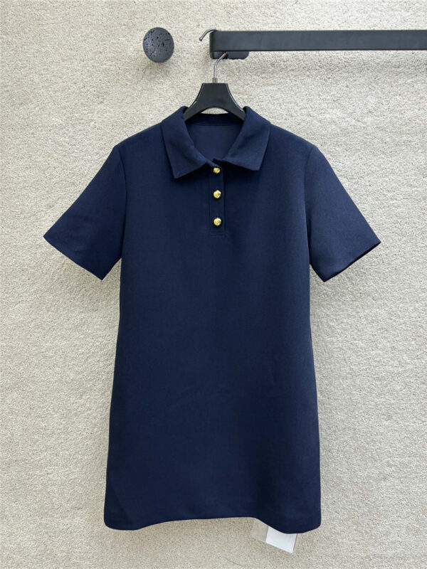 valentino polo collar navy blue short-sleeved dress replica clothes