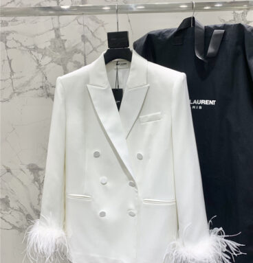 YSL ostrich feather silhouette suit replica d&g clothing