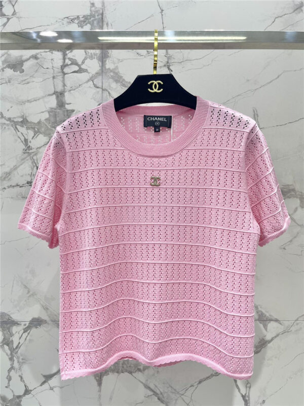 chanel knitted round neck short sleeve replica clothing