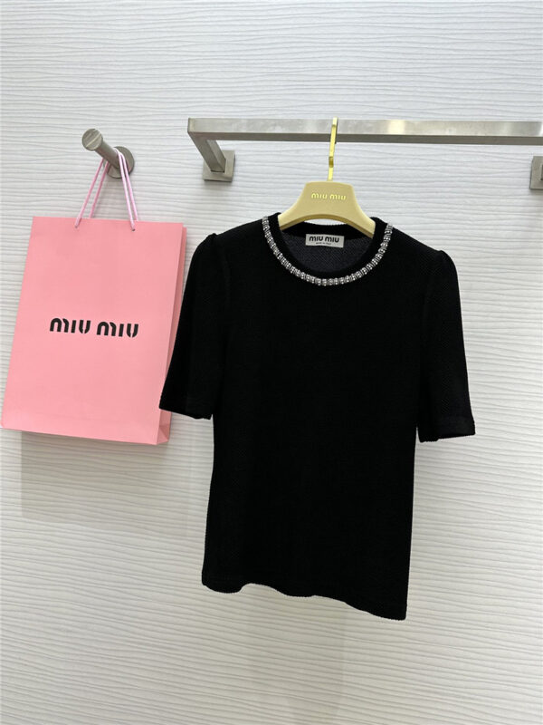 miumiu beaded round neck top replica designer clothes