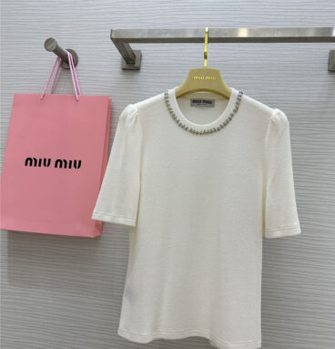 miumiu beaded round neck top replica designer clothes