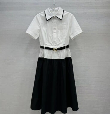 fendi contrasting color patchwork large skirt dress replica clothes