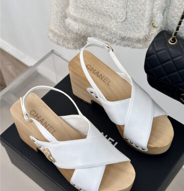 chanel cross strap platform sandals replica shoes