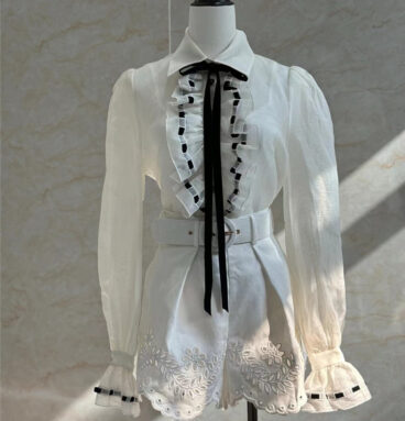 zimm silk and linen embroidered ribbon shirt replica clothing