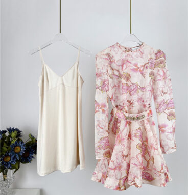 zimm floral pattern long sleeve mini dress replica clothing