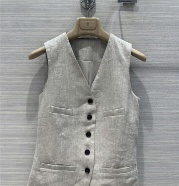 BC herringbone cotton and linen suit vest replicas clothes