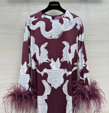 valentino ostrich feather silk dress replica designer clothes