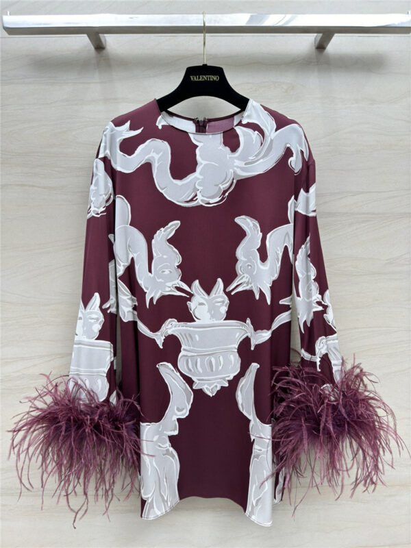 valentino ostrich feather silk dress replica designer clothes