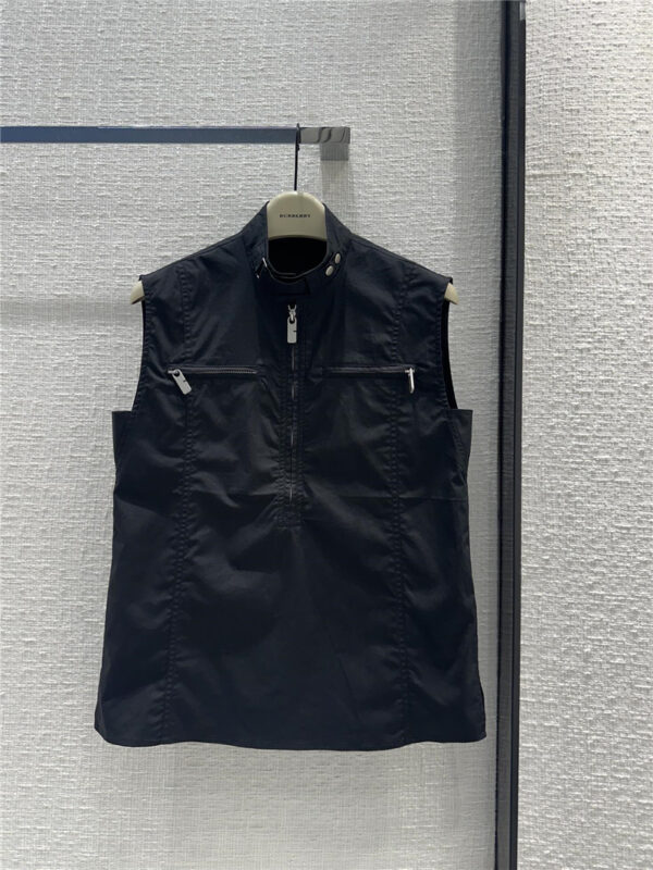 Burberry zipper stand collar sleeveless shirt replica clothing