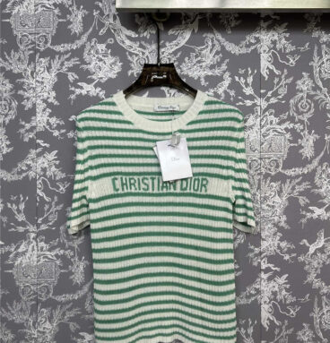 dior striped knitted short sleeve replica clothing sites