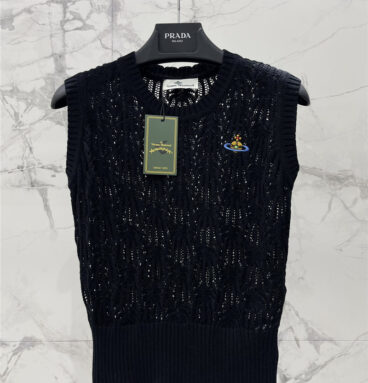 dior hollow crochet crew neck knitted vest replica clothing sites