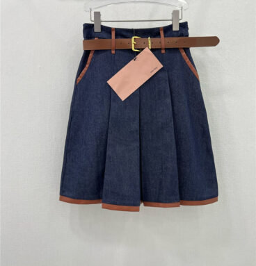 miumiu new midi skirt with leather trim replica clothes