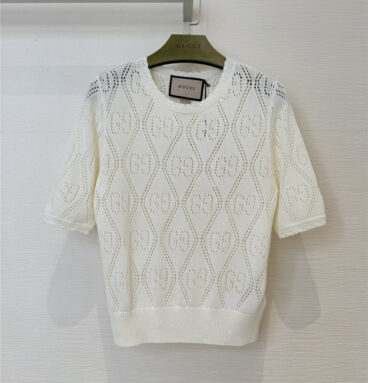 gucci hollow knitted short sleeve replica designer clothes