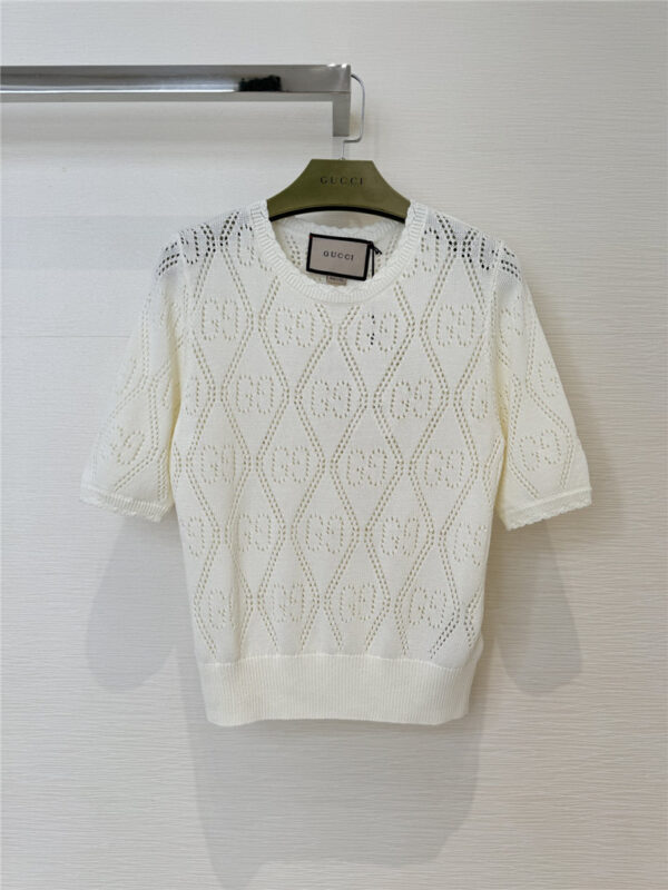 gucci hollow knitted short sleeve replica designer clothes