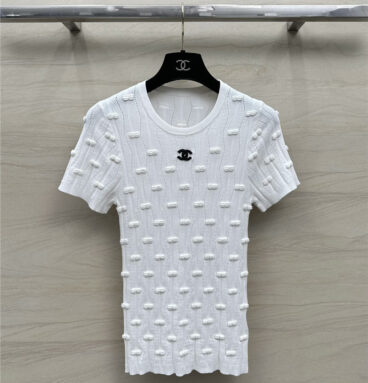 chanel embossed bow knitted top replica clothes