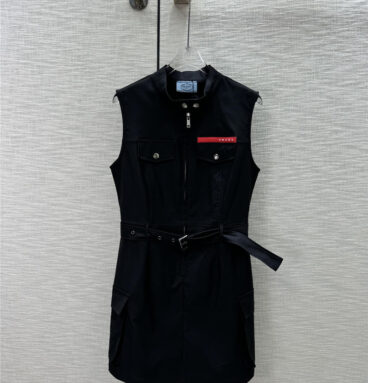 prada stand collar sleeveless zip dress replica d&g clothing