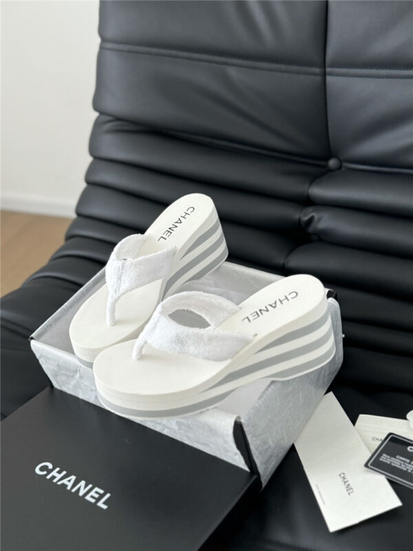 Chanel new wedge heel slippers best replica shoes website
