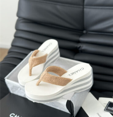 Chanel new wedge heel slippers best replica shoes website