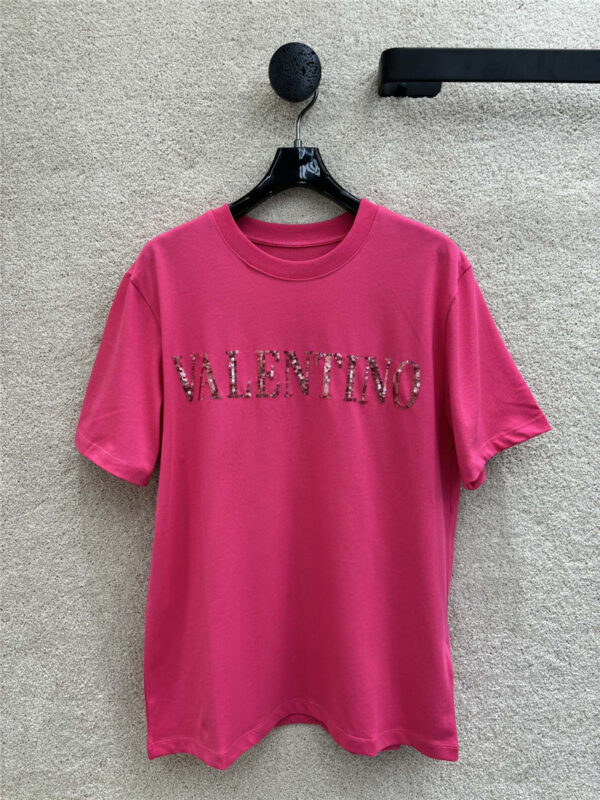 valentino letter sequin t-shirt replica d&g clothing