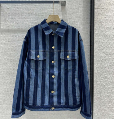 Fendi colorblock vertical striped denim jacket replica clothes