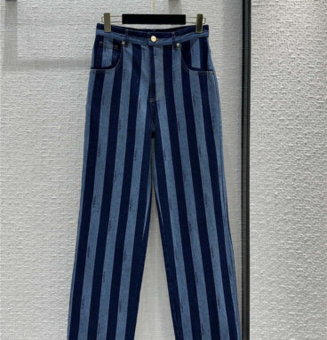 Fendi colorblock vertical stripes straight jeans replica clothes