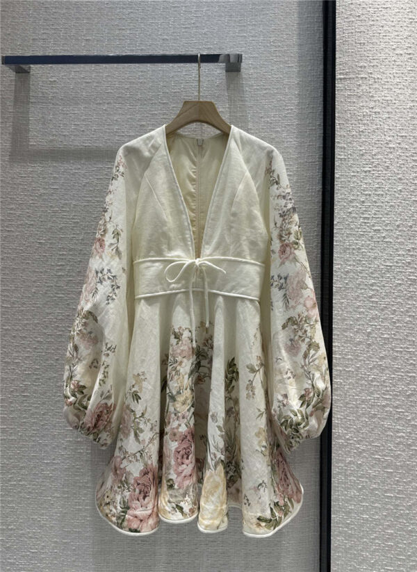 zimm cream floral deep v neck dress replica designer clothes