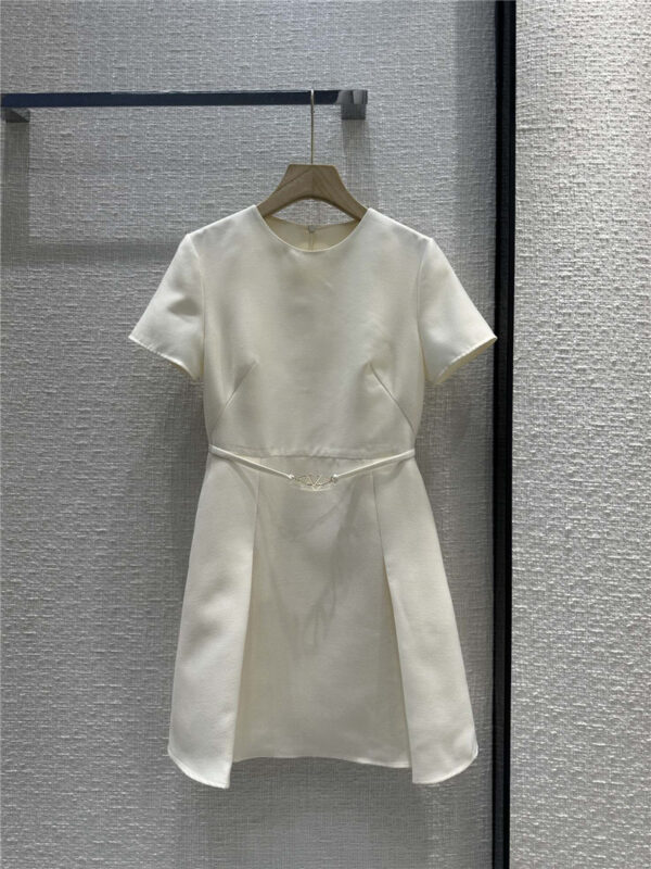 valentino cream white short sleeve dress replica clothes