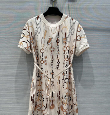 Hermès silk short-sleeved dress replica clothing sites