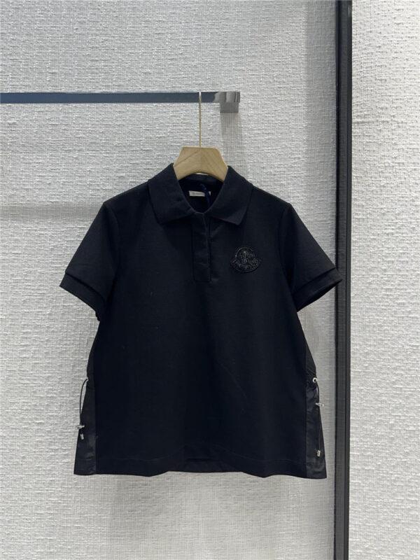 moncler nylon patchwork polo shirt short sleeves replica clothing