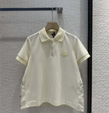moncler nylon patchwork polo shirt short sleeves replica clothing