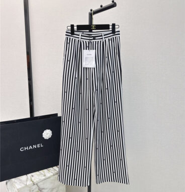 Chanel printed striped straight pants replica clothing