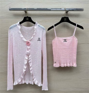 Chanel knitted cardigan + vest set replica clothes