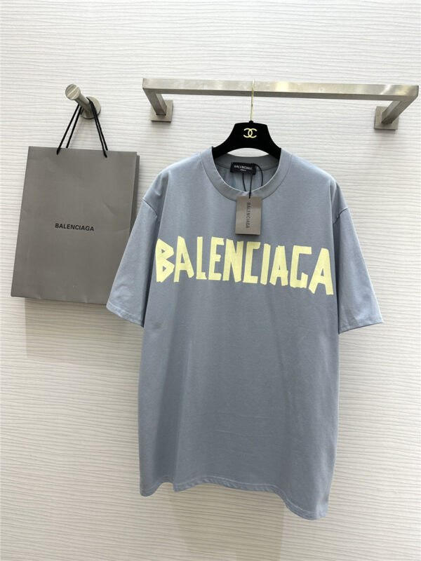 Balenciaga Tape Haze Blue Short Sleeve T-shirt replica clothes
