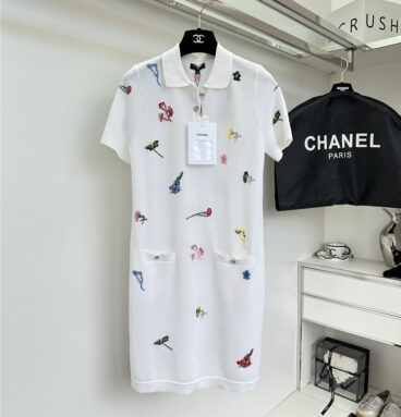 Chanel knitted polo collar dress replica clothes