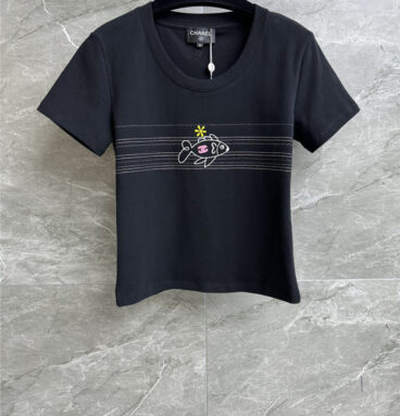 Chanel fish embroidered T-shirt replica d&g clothing