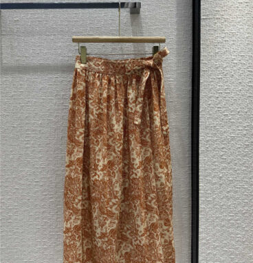loro piana oil painting flower silk lace long skirt replica clothing
