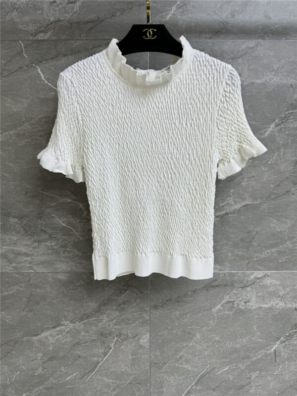 Chanel ruffled knit top replica clothing