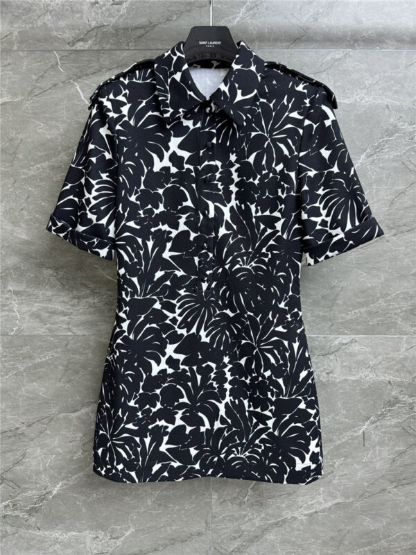 YSL black and white print dress replica designer clothing websites