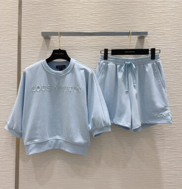 louis vuitton LV five-quarter sleeve top + shorts set replica clothes