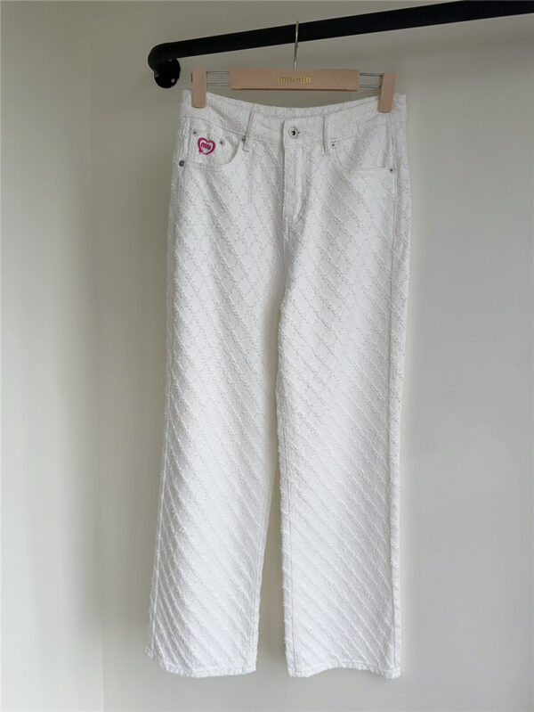Miumiu embroidered jacquard straight leg jeans
