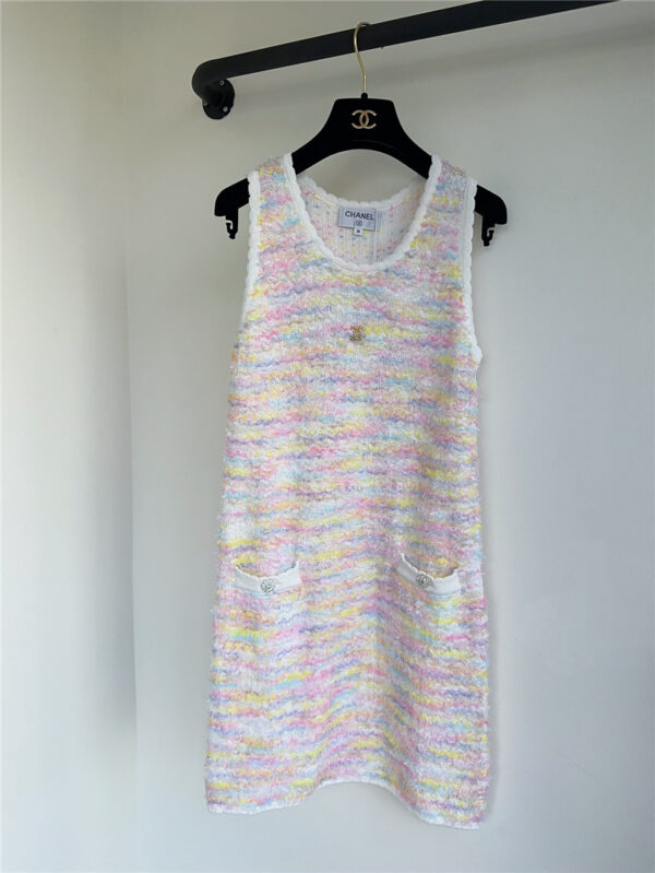 chanel colorful lightweight gauze knit tank dress