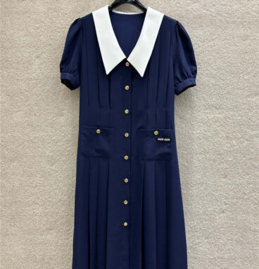 miumiu navy blue gold button dress replica d&g clothing