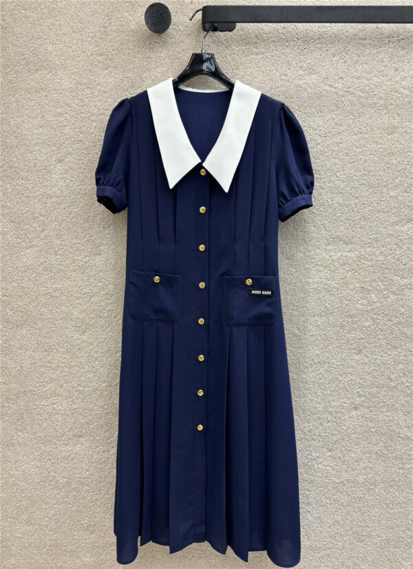 miumiu navy blue gold button dress replica d&g clothing