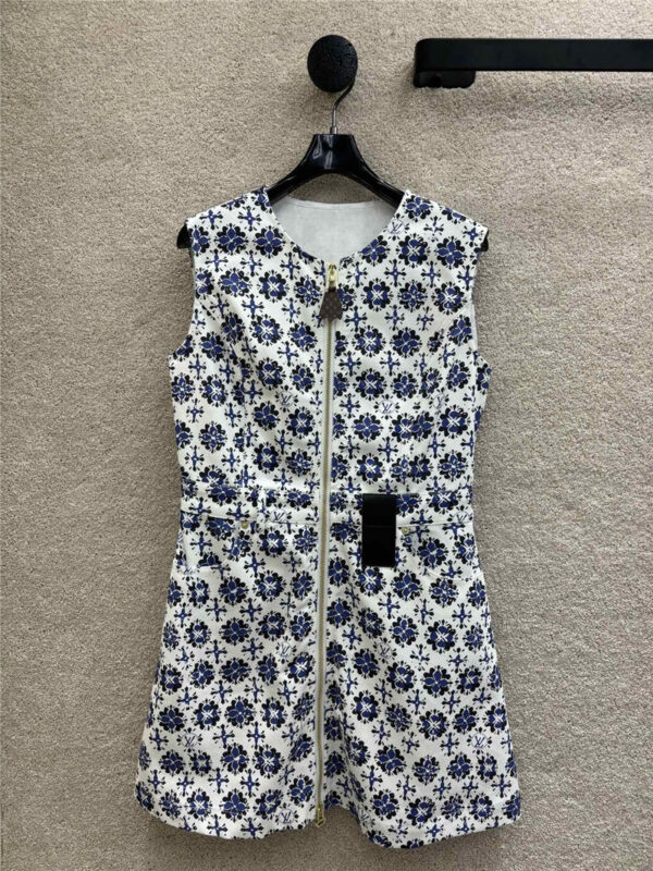 louis vuitton LV vintage printed vest dress replicas clothes