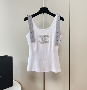 Chanel ruffled logo cotton vest replica clothing