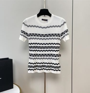 louis vuitton LV corrugated knit short-sleeved top replica clothes