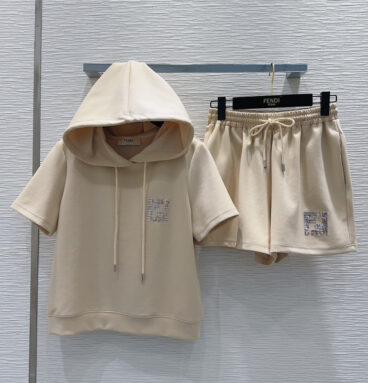 Fendi hooded sweatshirt + sports shorts set replicas clothes