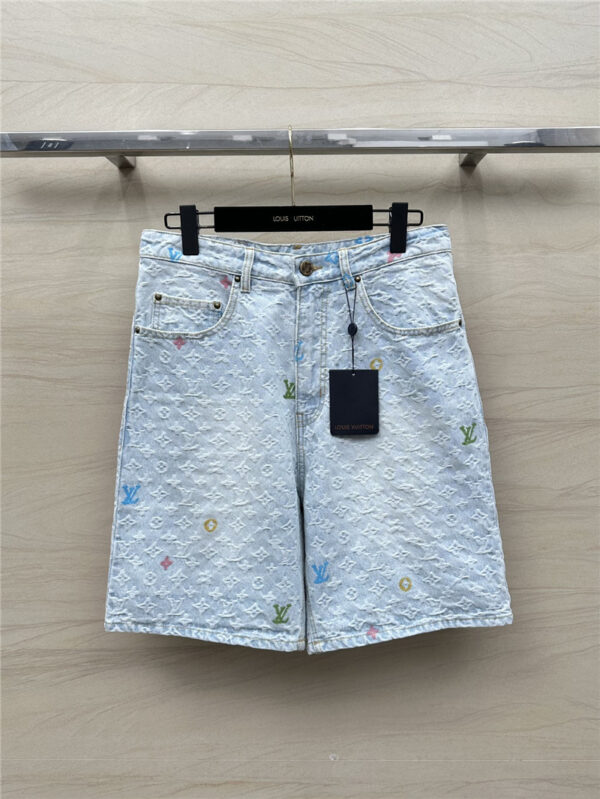 louis vuitton LV jacquard denim shorts cheap replica designer clothes