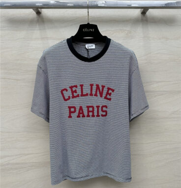 celine flocked letter print T-shirt replica d&g clothing