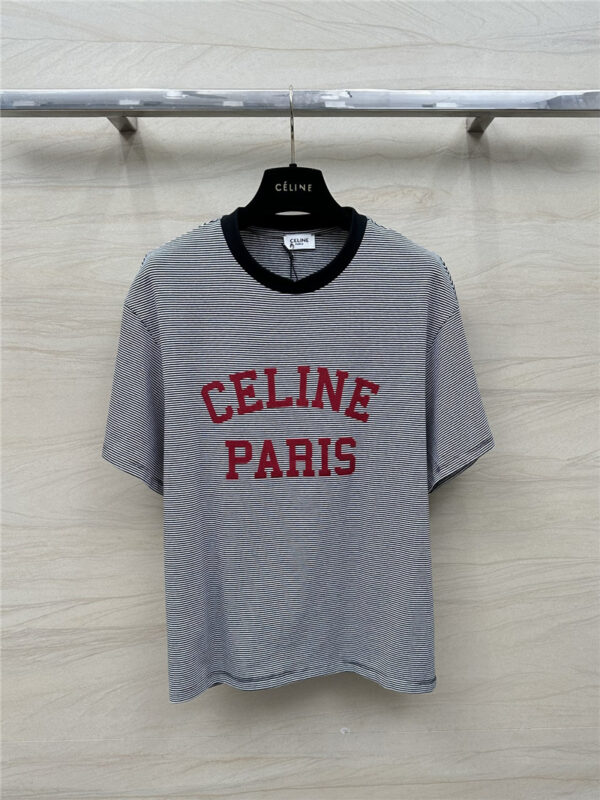 celine flocked letter print T-shirt replica d&g clothing